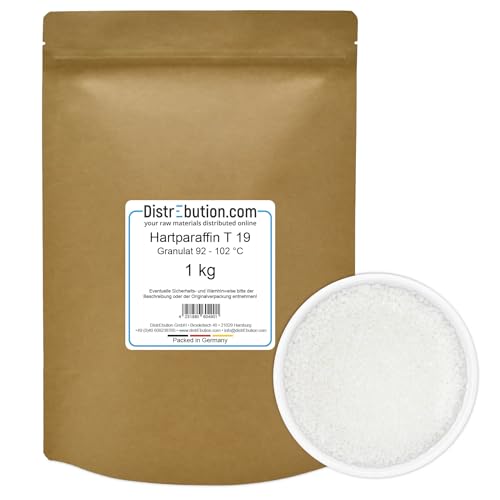 DistrEbution.com 1 kg Hartparaffin T 19 Fischer-Tropsch-Wachs 92-102 °C Trennmittel Kerzenzusatzstoff von DistrEbution.com