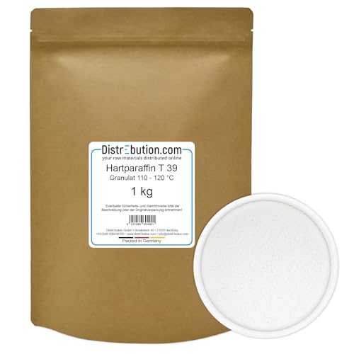 DistrEbution.com 1 kg Hartparaffin T 39 Fischer-Tropsch-Wachs 110-120 °C Trennmittel Kerzenzusatzstoff von DistrEbution.com