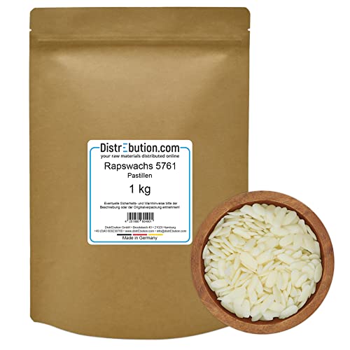 DistrEbution Rapswachs Pastillen 1kg Kerzenwachs 57-61°C Made in Germany von DistrEbution