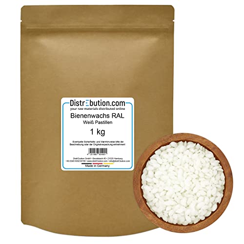 DistrEbution.com Bienenwachs RAL weiß 1 kg Pastillen Kerzenwachs Gebleicht Kerzen gießen DistrEbution.com Bienenwachs RAL weiß 1 kg Pastillen Kerzenwachs Gebleicht Kerzen gießen von DistrEbution.com