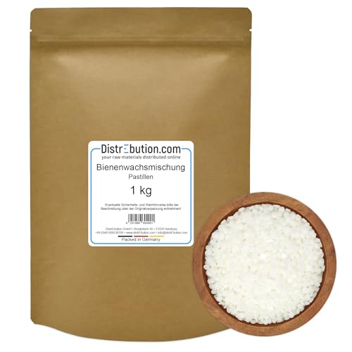 DistrEbution Bienenwachsmischung Pastillen weiß 1 kg Herstellung von Cremes, Salben, Seifen, Alternative zu Bienenwachs von DistrEbution