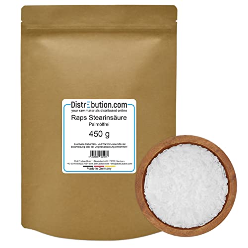 Raps Stearinsäure 450 g Stearin Wachs für Kerzen Seifen Kosmetik Kerzenwachs Lotionen Palmölfrei von DistrEbution