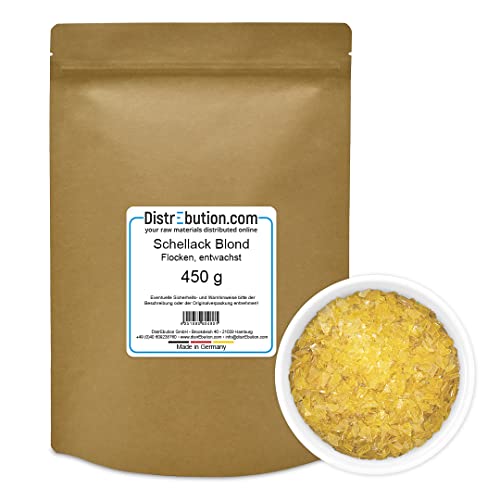 DistrEbution Schellack Blond 450g entwachst Blätterschellack Polituren von DistrEbution