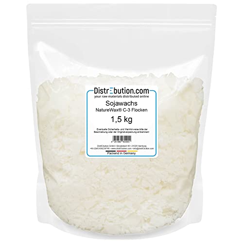 Sojawachs Flocken 1,5 kg NatureWax® C-3 natürliches Wachs für Kerzen gießen Kerzenwachs Kerzenherstellung von DistrEbution.com