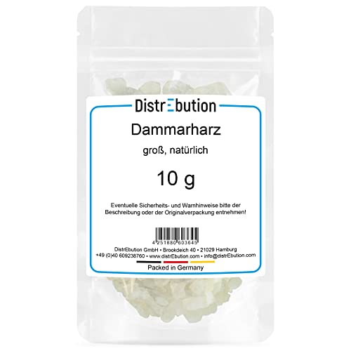 DistrEbution 10 g Dammarharz, Räucherwerk, Weihrauch, angenehm zitronig im Geruch, zum Räuchern von DistrEbution