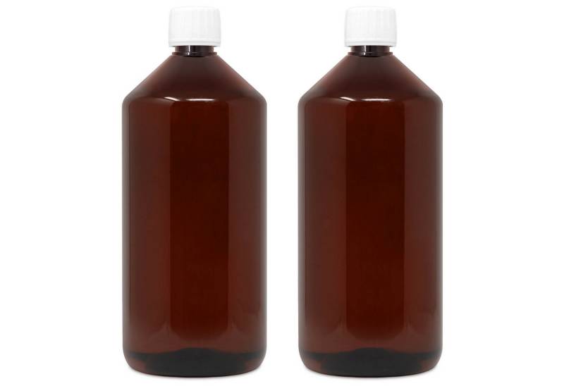 DistrEbution Kanister Flasche Braun mit Deckel 1L Leere Apothekerflasche, Laborflasche aus PET Kunststoff von DistrEbution