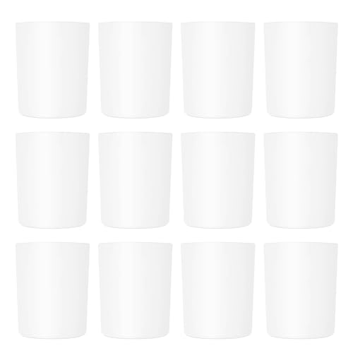 DistrEbution Kerzengläser weiß matt 12 Stück Dekoglas Teelichthalter 85 x Ø 70 mm Tischdeko 200 ml von DistrEbution
