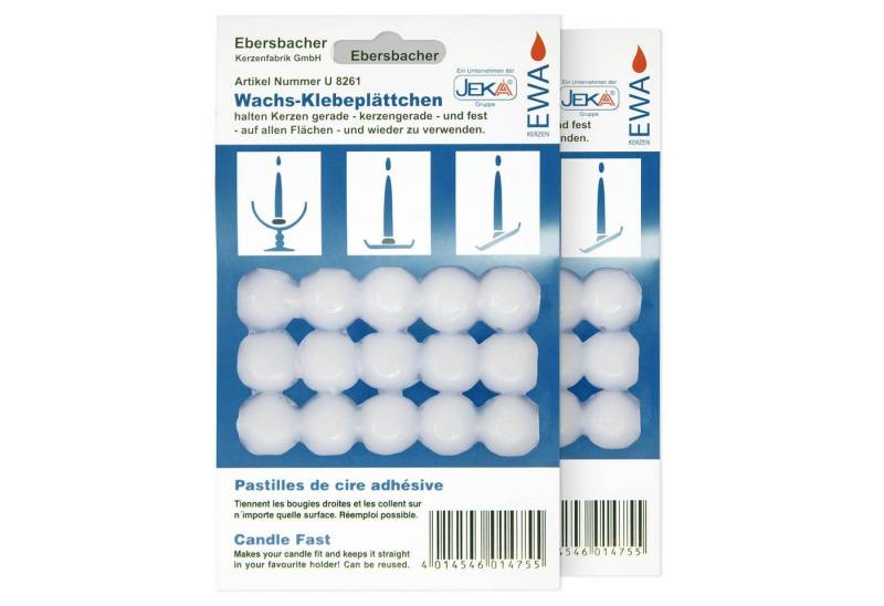 DistrEbution Klebepad Wachs Klebeplättchen, x15 pro Verpackung, zum Befestigen von Dochten (2-St) Heftwachsscheiben von DistrEbution