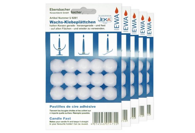 DistrEbution Klebepad Wachs Klebeplättchen, x15 pro Verpackung, zum Befestigen von Dochten (5-St) Heftwachsscheiben von DistrEbution