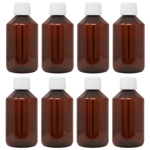 DistrEbution Leerflasche Laborflasche 250ml braun mit Deckel lebensmittelecht 8 Stück von DistrEbution