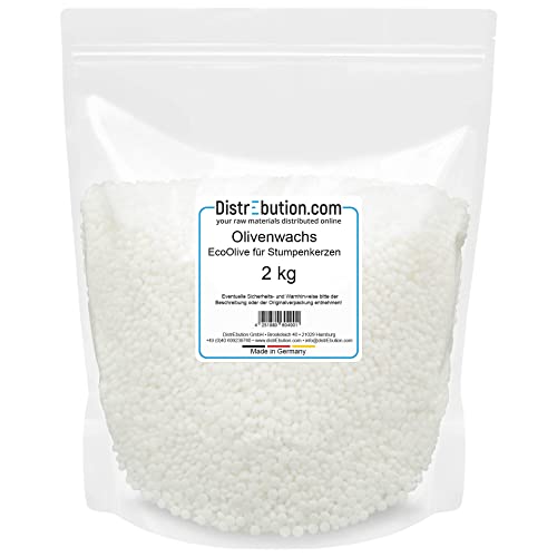 DistrEbution Olivenwachs EcoOlive für Stumpenkerzen 2kg Kerzenwachs zu gießen von DistrEbution