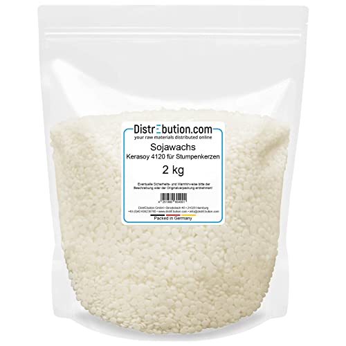 DistrEbution Sojawachs Kerasoy 4120 für Stumpenkerzen 2kg Kerzenwachs zu gießen von DistrEbution