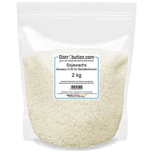DistrEbution Sojawachs Kerasoy 4130 für Behälterkerzen 2kg Kerzenwachs zu gießen von DistrEbution