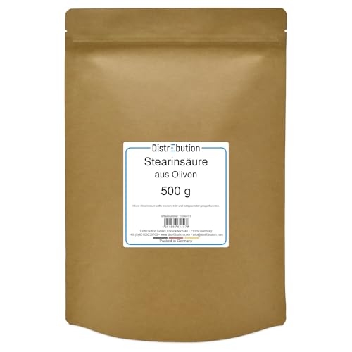 DistrEbution Stearinsäure aus Oliven 500g Stearin Wachs für Kerzen von DistrEbution