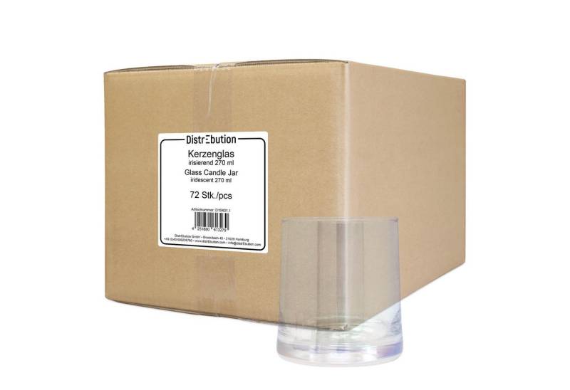 DistrEbution Teelichthalter Kerzenglas 270ml Irisierend 1/12/72 Stk Windlicht Dekoglas, Trinkglas (72 St), Teelichtglas von DistrEbution