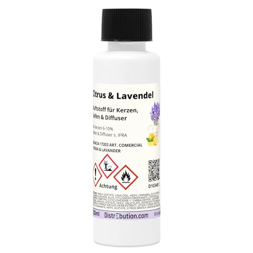 Zitrone&Lavendel Duftstoff 125ml Duftöl für Kerzen, Seifen und Diffuser von DistrEbution