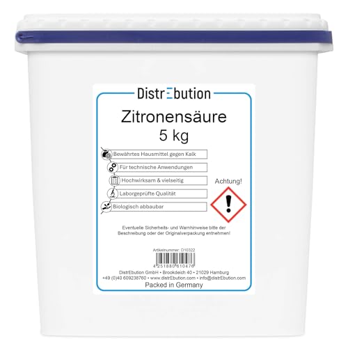 Zitronensäure Pulver für technische Anwendungen 5kg Entkalker, Reiniger, reine Citronensäure von DistrEbution