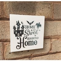 Halloween Home Sweet Haunted Holzschild Zum Aufhängen von DistressedPlaques