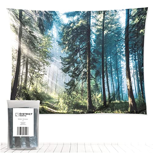 District North Wandteppich - 150x130cm Wandtuch mit Motiv Nordic Summer - Hochwertige Wandbespannung aus gewebtem Jacquard Stoff - Wand Teppich inkl. 4 Spannbefestigungen (Nordic Summer, 150x130cm) von District North