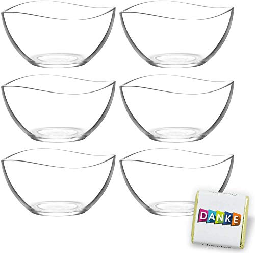 6 Stück Glasschalen im Set, Design Snack Schalen Frühstück oder Party, Vorspeise Glasschale, Dessertschale, Knabberschale aus Glas, 310ml Gläser, lebensmittelechte Müsli Glasschüsseln VIRA von Ditac