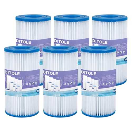 Ditole Pool Filterkartusche Typ A oder C, kompatibel mit Intex 29000E/59900E, Easy Set Aufstellpool Filter (6 Stück) von Ditole