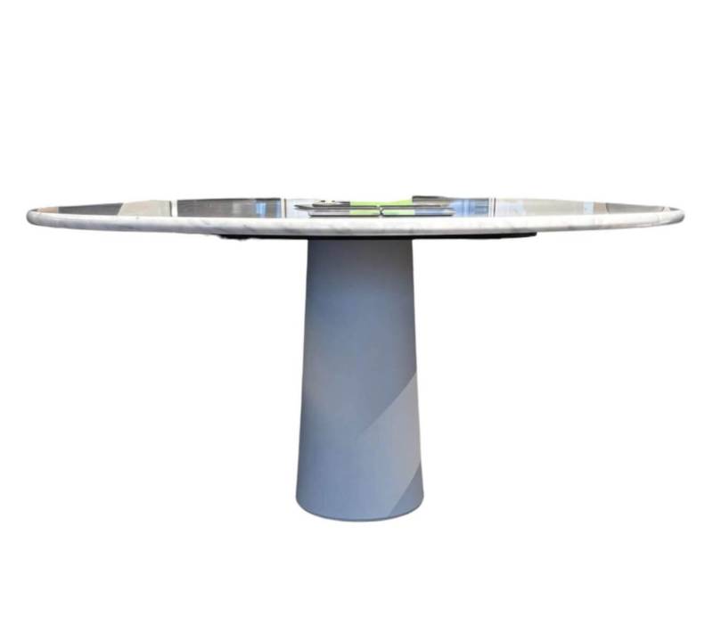 Estisch Pillar Oval 260x120 Weißer Carrara Marmor Fuß Beton von Ditre Italia