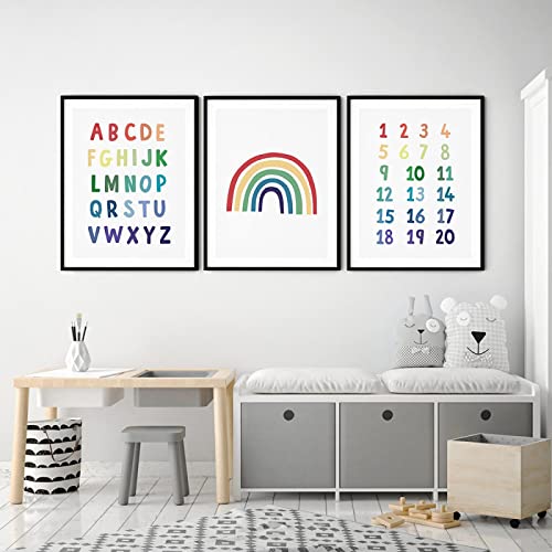 ABC Alphabet Kunstdruck Regenbogen Wandkunst 123 Leinwand Nummer Gemälde Kinderzimmer Wandposter Für Babyzimmer Heimdekoration 40x60cm-3Pieces Frameless ABC Alphabet Kunstdruck Regenbogen Wandkunst 123 Leinwand Nummer Gemälde Kinderzimmer Wandposter Für Babyzimmer Heimdekoration 40x60cm-3Pieces Frameless von Dittelle
