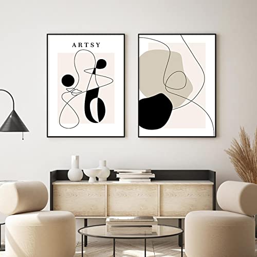 Abstrakte Liniengeometrie Frauen Künstlerische Poster und Drucke Leinwand Malerei Wandkunst Bilder für Wohnzimmer Wohnkultur19.6"x 27.5"(50x70cm) x2 Kein Rahmen von Dittelle