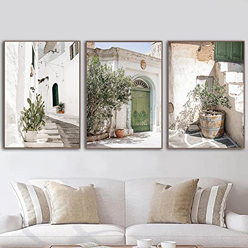 Apulien Baum Tür Poster Fotografie Leinwand Malerei Italien Landschaft Kunst Druck Moderne Wandbild für Wohnzimmer Dekor 35x50cm-3Pieces rahmenlos von Dittelle