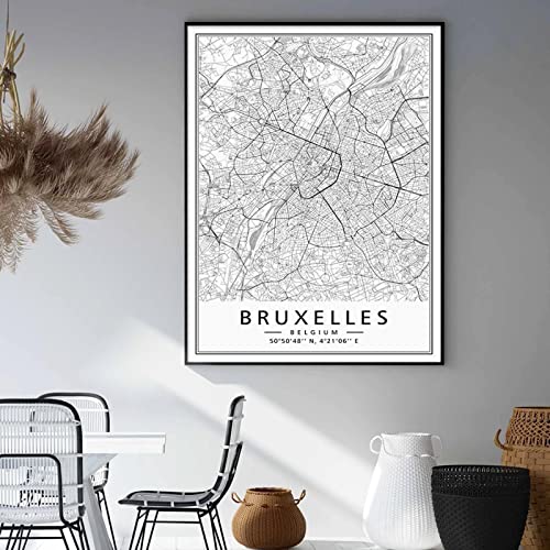 Belgien Stadtplan Brüssel Modernes Poster Leinwand Gemälde Wand Kunstdruck Bild für Wohnzimmer Schlafzimmer Inneneinrichtung Wohnkultur 50x70cm Rahmenlos Belgien Stadtplan Brüssel Modernes Poster Leinwand Gemälde Wand Kunstdruck Bild für Wohnzimmer Schlafzimmer Inneneinrichtung Wohnkultur 50x70cm Rahmenlos von Dittelle