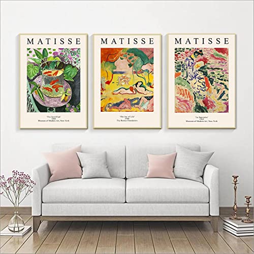Blumen-Fisch-Plakat Bunte Henri Matisse Leinwandmalerei Nordischer Kunstdruck Abstraktes Wandbild Für Wohnzimmer Wohnkultur 50x70cm-3Pieces Frameless Blumen-Fisch-Plakat Bunte Henri Matisse Leinwandmalerei Nordischer Kunstdruck Abstraktes Wandbild Für Wohnzimmer Wohnkultur 50x70cm-3Pieces Frameless von Dittelle