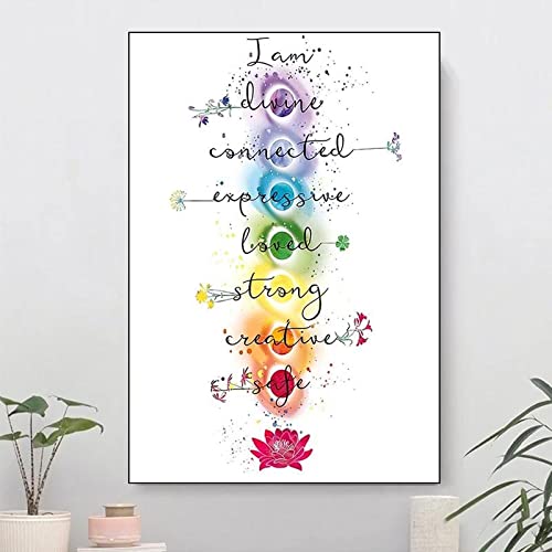 Chakra Poster Wandkunst Wohnkultur Aquarell Wandbilder für Wohnzimmer Leinwand Malerei Spiritueller Kunstdruck Schlafzimmer Dekor 70x100cm Rahmenlos von Dittelle