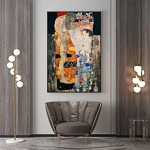 Die drei Lebensalter der Frau von Gustav Klimt Ölgemälde auf Leinwand Poster und Drucke Skandinavisches Wandbild Bild Wohnzimmer 50x70cm Rahmenlos von Dittelle