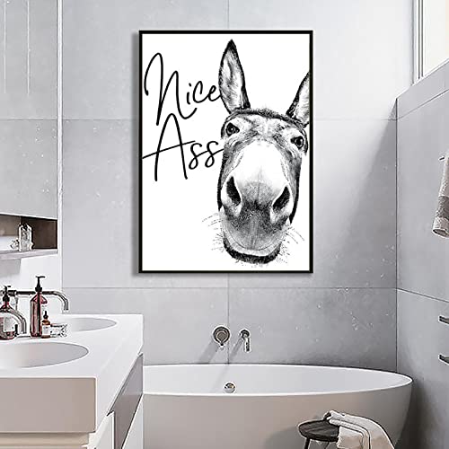 Dittelle „Nice Ass“-Zitat, lustiges Schild, Leinwandgemälde, Vintage-Esel-Poster und Drucke, Wandkunst für Toilette, Badezimmer, Dekor, Bild, 50 x 70 cm, rahmenlos von Dittelle