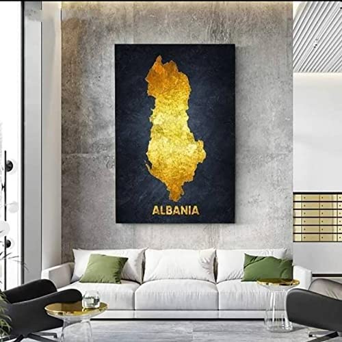 Dittelle Abstrakte goldene Karte der ALBANIEN Leinwand Malerei Nordic Poster und Drucke Wandkunst Bild für Wohnzimmer Wohnkultur 50 x 70 cm rahmenlos Dittelle Abstrakte goldene Karte der ALBANIEN Leinwand Malerei Nordic Poster und Drucke Wandkunst Bild für Wohnzimmer Wohnkultur 50 x 70 cm rahmenlos von Dittelle
