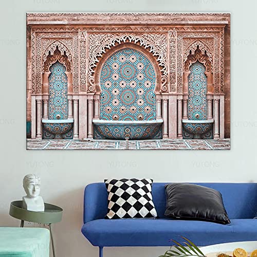 Dittelle Marokkanische Wandkunst auf Leinwand, Marrakesch, Architektur, Poster, Boho-Wanddekoration, Terrakotta-Kunstbild, Dekoration, Gemälde für Zuhause, 60 x 80 cm, rahmenlos von Dittelle