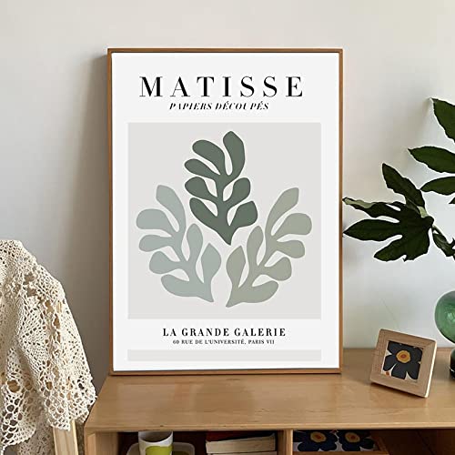 Dittelle Minimalistisches Matisse Tropical Art Wanddekor Poster Grüne Blätter Blume Geometrie Modernes Leinwandbild Bild 70x100cm Rahmenlos von Dittelle