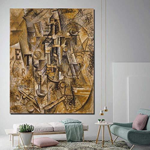 Dittelle Pablo Picasso Stillleben mit einer Flasche Rum Leinwand Gemälde Wohnzimmer Dekoration Moderne Wandkunst Ölgemälde Poster 30x45cm Rahmenlos von Dittelle