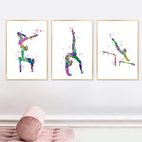 Dittelle Turnerin, Aquarell, abstrakte Malerei, Sportposter, Gymnastik, Fitnessstudio, Wandkunst, Bilder, Leinwanddrucke, Fitnessstudio, Raumdekoration, 40 x 60 cm x 3, ohne Rahmen Dittelle Turnerin, Aquarell, abstrakte Malerei, Sportposter, Gymnastik, Fitnessstudio, Wandkunst, Bilder, Leinwanddrucke, Fitnessstudio, Raumdekoration, 40 x 60 cm x 3, ohne Rahmen von Dittelle
