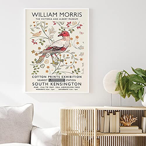 Dittelle William Morris Poster, Retro-Blumen und Vögel, Leinwandgemälde, nordische Drucke, moderne Heimdekoration, Wohnzimmer, Wandkunst, Bilder, 40 x 60 cm, ohne Rahmen von Dittelle