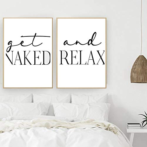 Get Naked and Relax Posters and Prints Toilet Life Quote Modular Wall Art Wall Pictures For Modern Home Canvas Painting19.6"x 27.5"(50x70cm)x2 No frame von Dittelle
