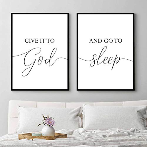 Gib es Gott und geh schlafen Zitate Wandkunst Leinwand Gemälde Schwarz Weiß Wand Poster Drucke Für Wohnzimmer Wohnkultur 50x70cm-2Pieces Frameless von Dittelle