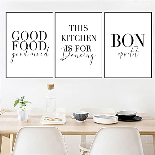 Good Food Good Mood Bon Appetit Zitate Leinwand Gemälde Schwarz Weiß Wandkunst Poster und Druck Bilder Küche Wohnkultur 30x40cm-3Pieces Rahmenlos Good Food Good Mood Bon Appetit Zitate Leinwand Gemälde Schwarz Weiß Wandkunst Poster und Druck Bilder Küche Wohnkultur 30x40cm-3Pieces Rahmenlos von Dittelle