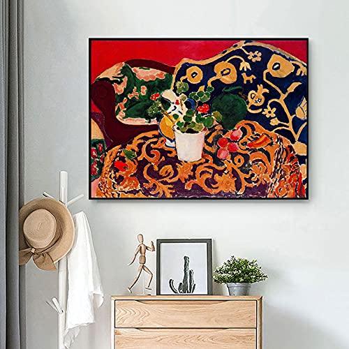 Henri Matisse Rote Blumen-Leinwandmalerei, Poster und Drucke im brutalistischen Stil, Wandkunst, Bilder für Wohnzimmer, Wanddekoration, 60 x 90 cm, ohne Rahmen von Dittelle