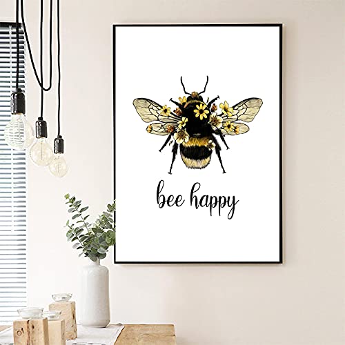 Inspirierendes Zitat Poster Bee Happy Print Be Yourself Bumblebee Sunflower Wall Art Canvas Painting Natural Print Decor 40x60cm Frameless Inspirierendes Zitat Poster Bee Happy Print Be Yourself Bumblebee Sunflower Wall Art Canvas Painting Natural Print Decor 40x60cm Frameless von Dittelle