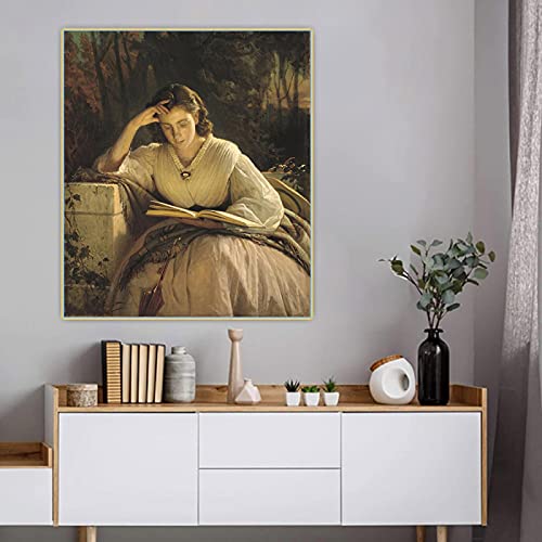 Ivan Kramskoi《Lesende Frau (Porträt der Frau des Künstlers)》Leinwanddrucke Ölgemälde Poster Bild Dekor Heimdekoration23,6"x 31,4"(60x80cm) Kein Rahmen von Dittelle