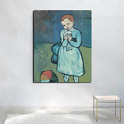 Kind mit einer Taube Pablo Picasso Leinwand Gemälde Drucke Wohnzimmer Dekoration moderne Wandkunst Ölgemälde Poster Bilder 40 x 60 cm rahmenlos von Dittelle