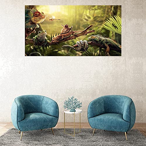 Leinwand Wandkunst Home Decor Drucke Poster Leguan Schnecke Gecko Reptilien Schlange Malerei Friedliche Waldleben Bilder19,6 "x 29,5" (50 x 75 cm) Kein Rahmen von Dittelle