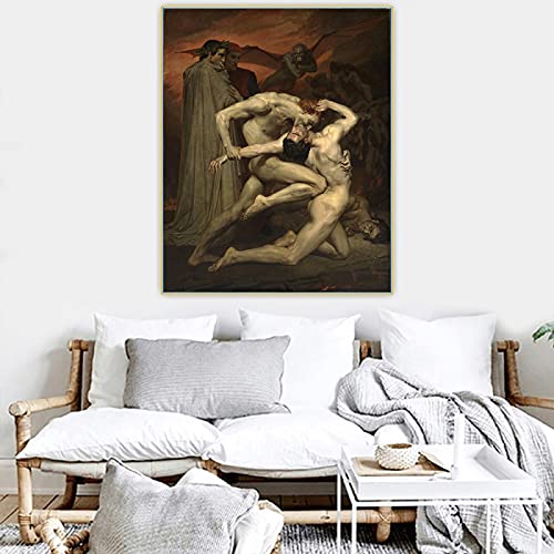 Leinwandbilder William Adolphe Bouguereau《Dante und Virgil in der Hölle》Ölgemälde Poster Bild Wanddekoration Heimdekoration 70x90cm Rahmenlos von Dittelle