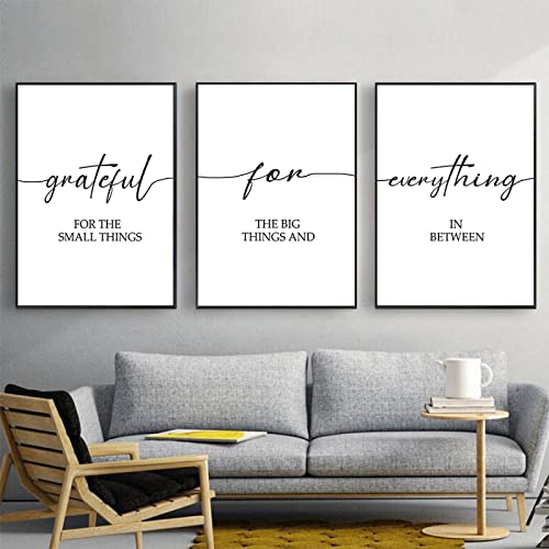 Minimalistisches Poster Grateful For Everything Zitat Leinwand Gemälde Abstrakte Linie Kunstdruck Nordisches Wandbild Schlafzimmer Dekor 30x40cm-3Pieces Frameless von Dittelle